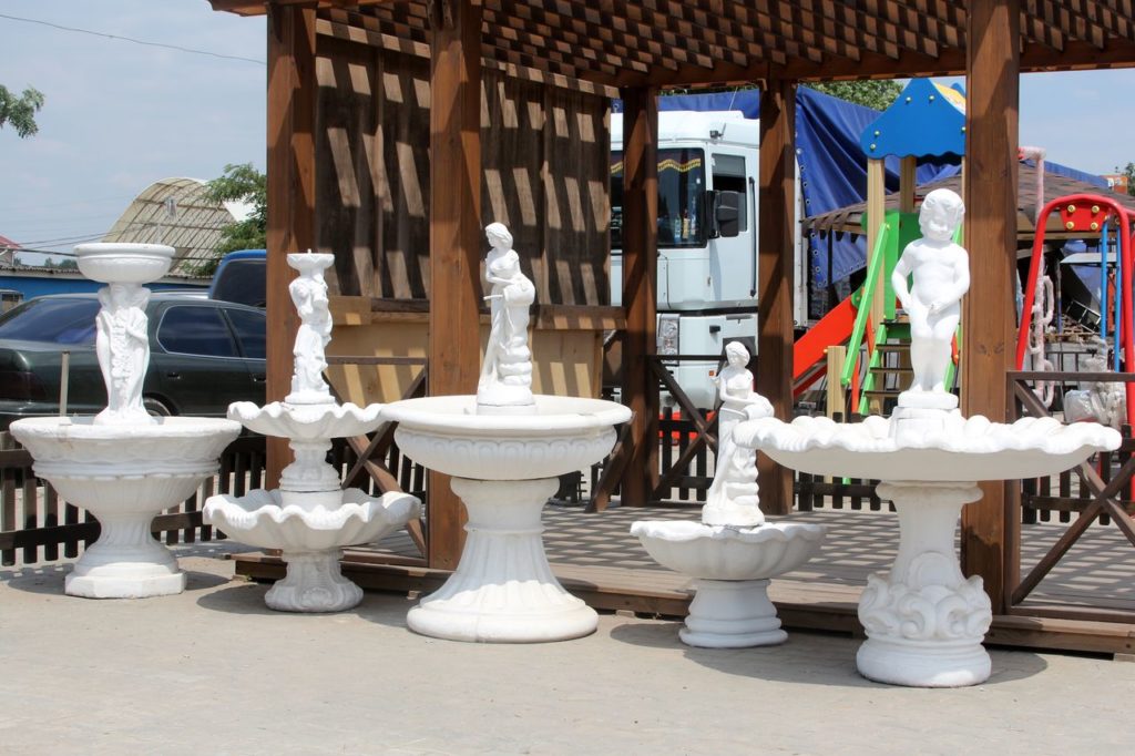 Concrete garden fountains